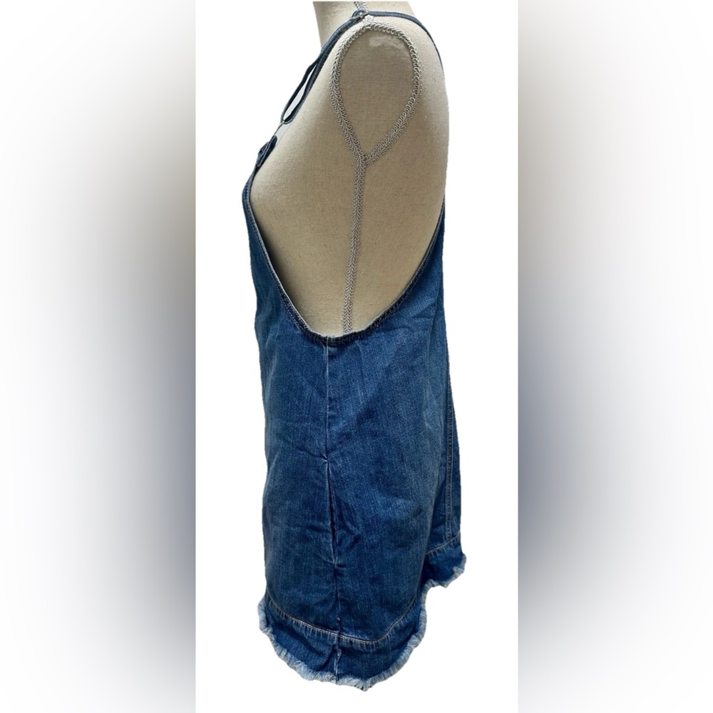 American Eagle Denim Jumper S Raw Hem Cottagecore Jean Dress Pinafore Country - Picture 3 of 11
